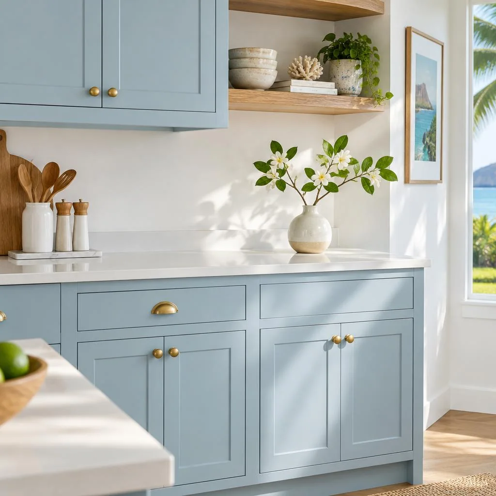 Illustrative painted kitchen cabinets — color inspiration, not a completed Tada! project